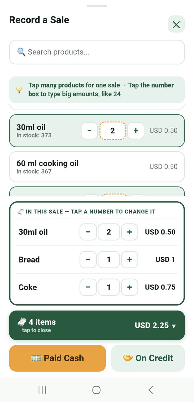 Reviewing items in the sale